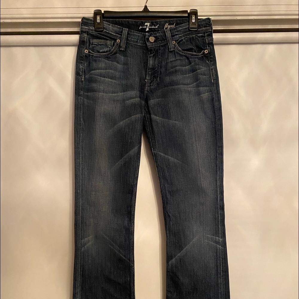 Seven7 Flynt jeans. Size 27. Low Rise 7 hip to hip laying flat 16